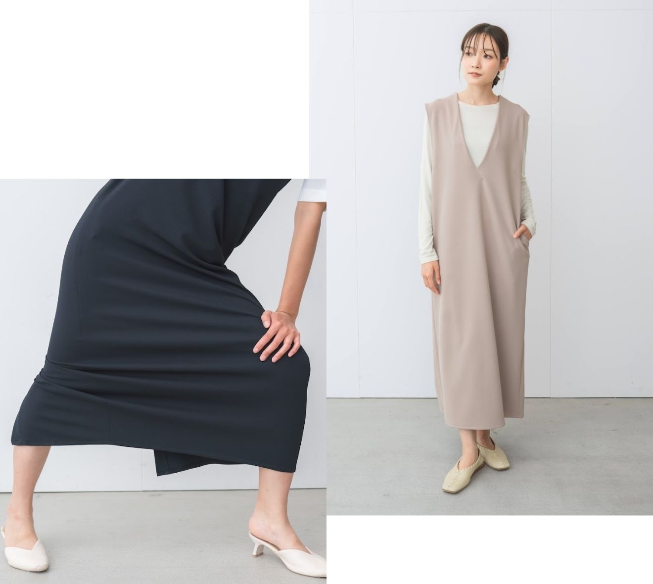 オールシーズンストレッチVネックワンピース