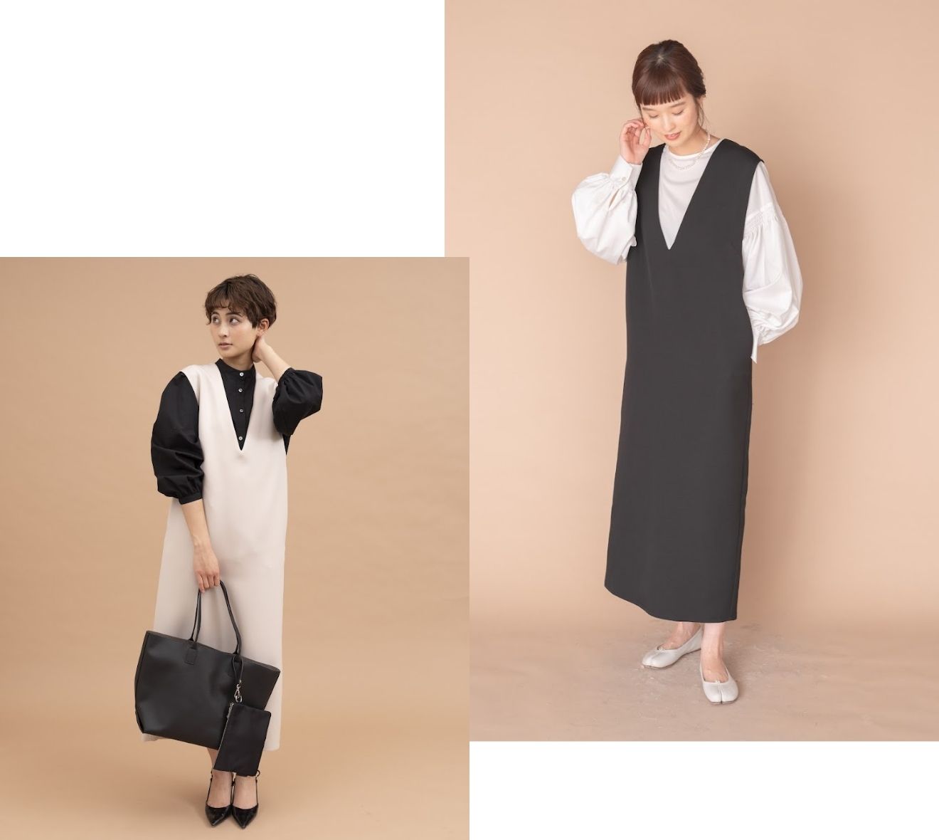 オールシーズンVネックワンピース