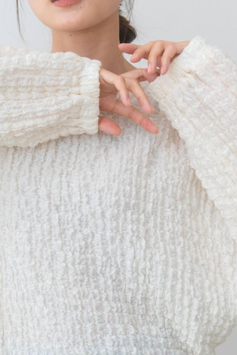 rrrrrrrrr,ナインアール,オーガニックコットンシュリンクレースブラウス