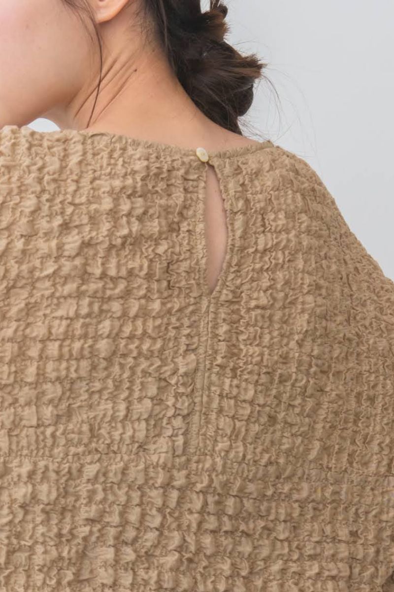 rrrrrrrrr,ナインアール,オーガニックコットンシュリンクレースブラウス