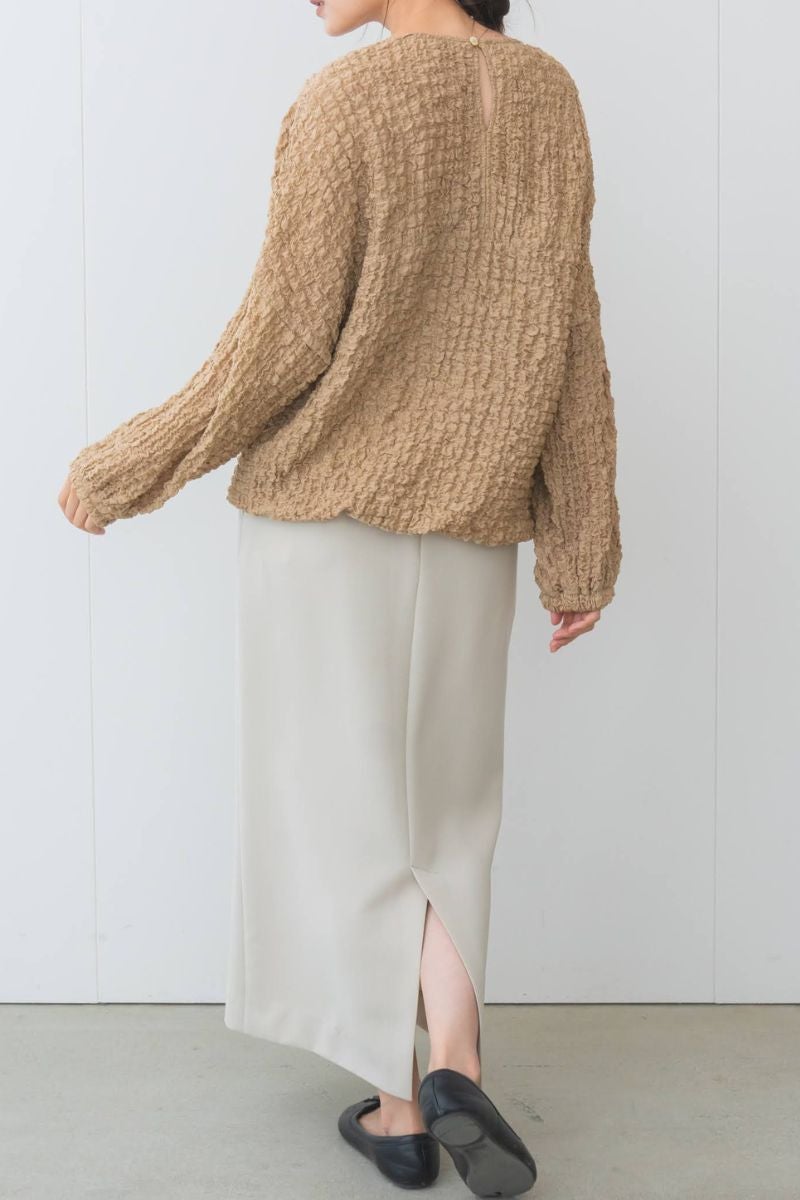 rrrrrrrrr,ナインアール,オーガニックコットンシュリンクレースブラウス